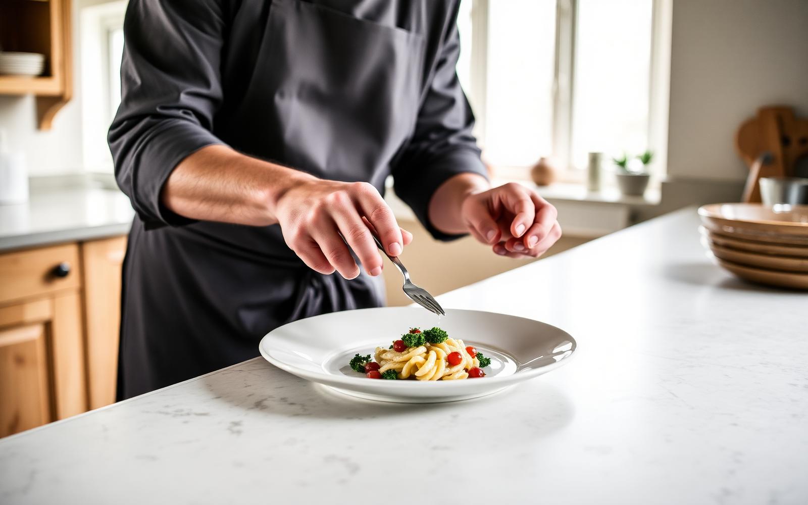 A private chef preparing dinner in a Lake District house